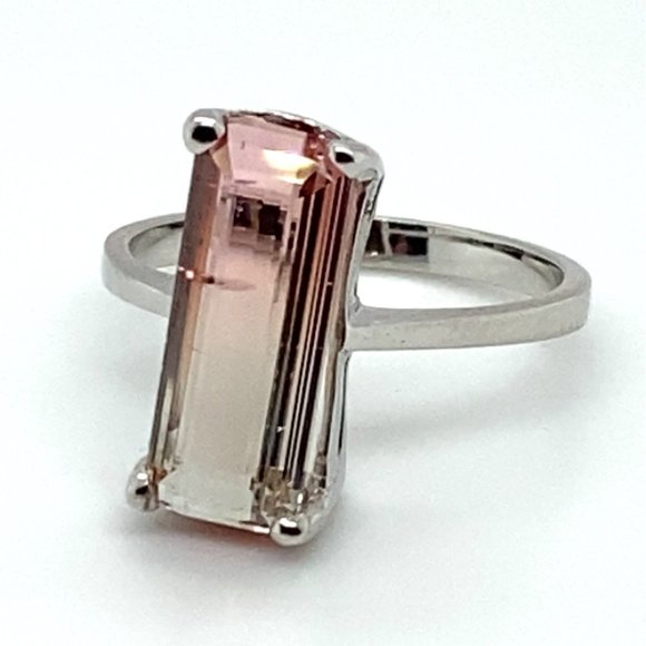 Bi Color Tourmaline 3.22ct Solid 14K White Gold Ring - Picture 3 of 7